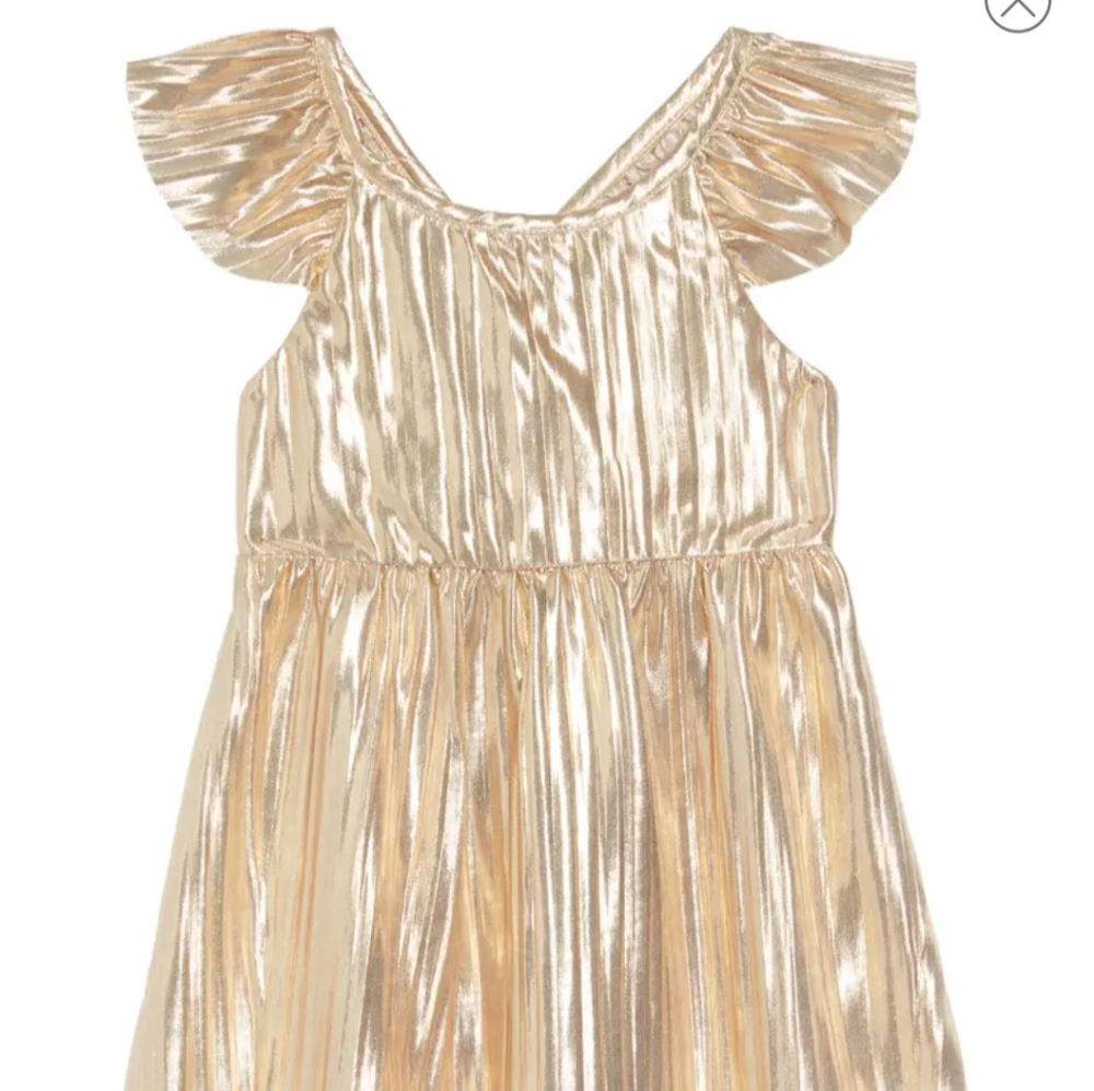 Crewcuts Maia Metallic Flutter Sleeve Dress